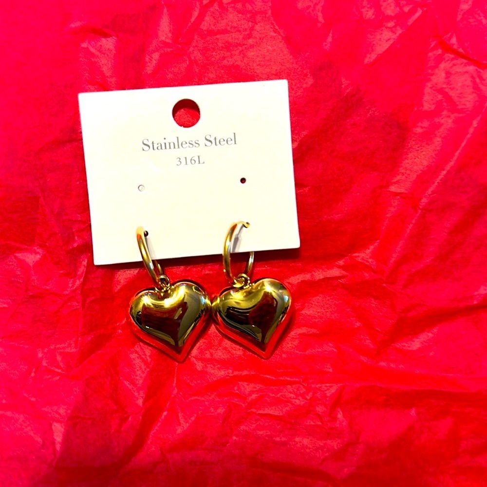 Heart Gold-Plated Huggie Hoop Earrings